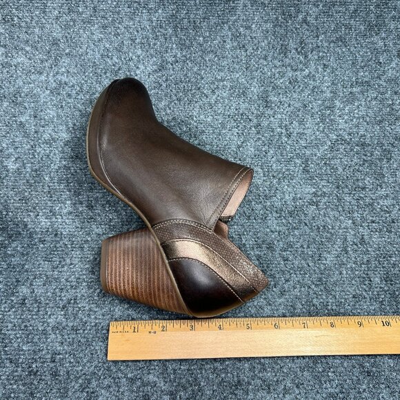 Dansko Marcia Ankle Boots Women's Size 8 Brown Leather Inside Zip Slip On Heeled - Picture 13 of 14